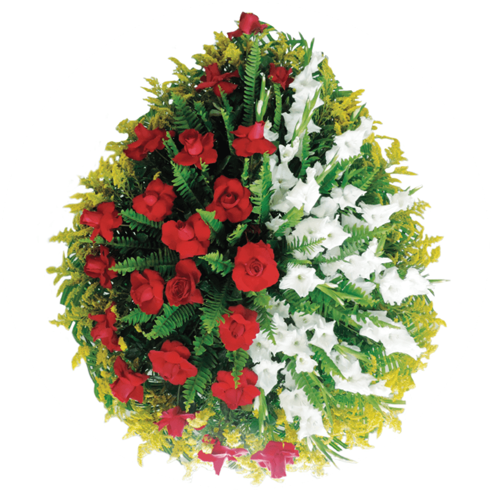 Coroa de flores com Rosas, Gladíolos e Tango estilo pingo - Amo Flores