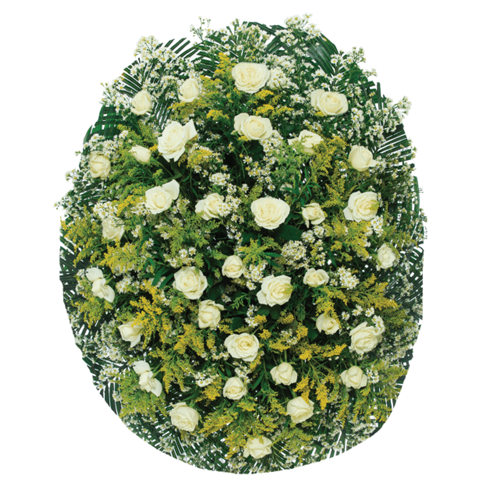 Coroa de flores com Rosas, Tango e Áster - Amo Flores